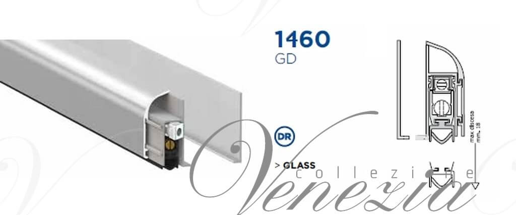 Автопорог- антипорог дверной накладной для стекла Venezia 1460GD/900 мм 1 уровень цвет серебристый